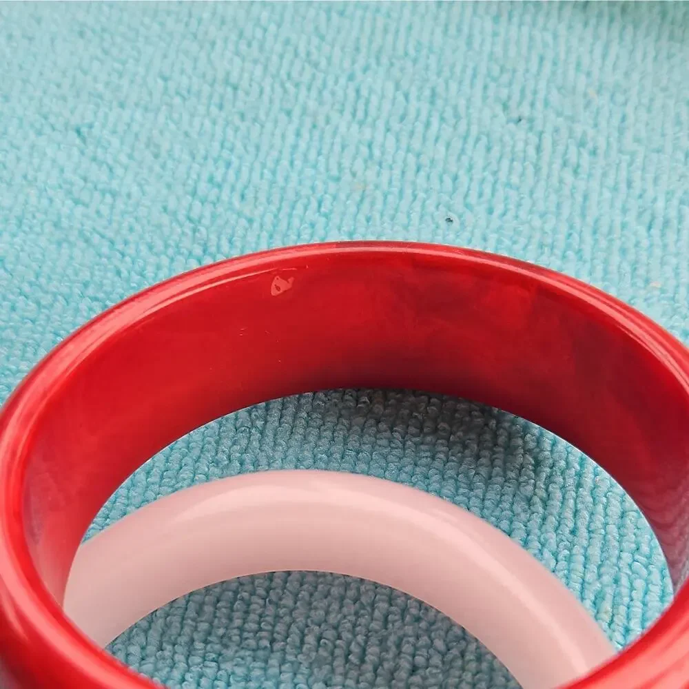 Vtg Translucent Bangles Red Swirled And Petal Pink
